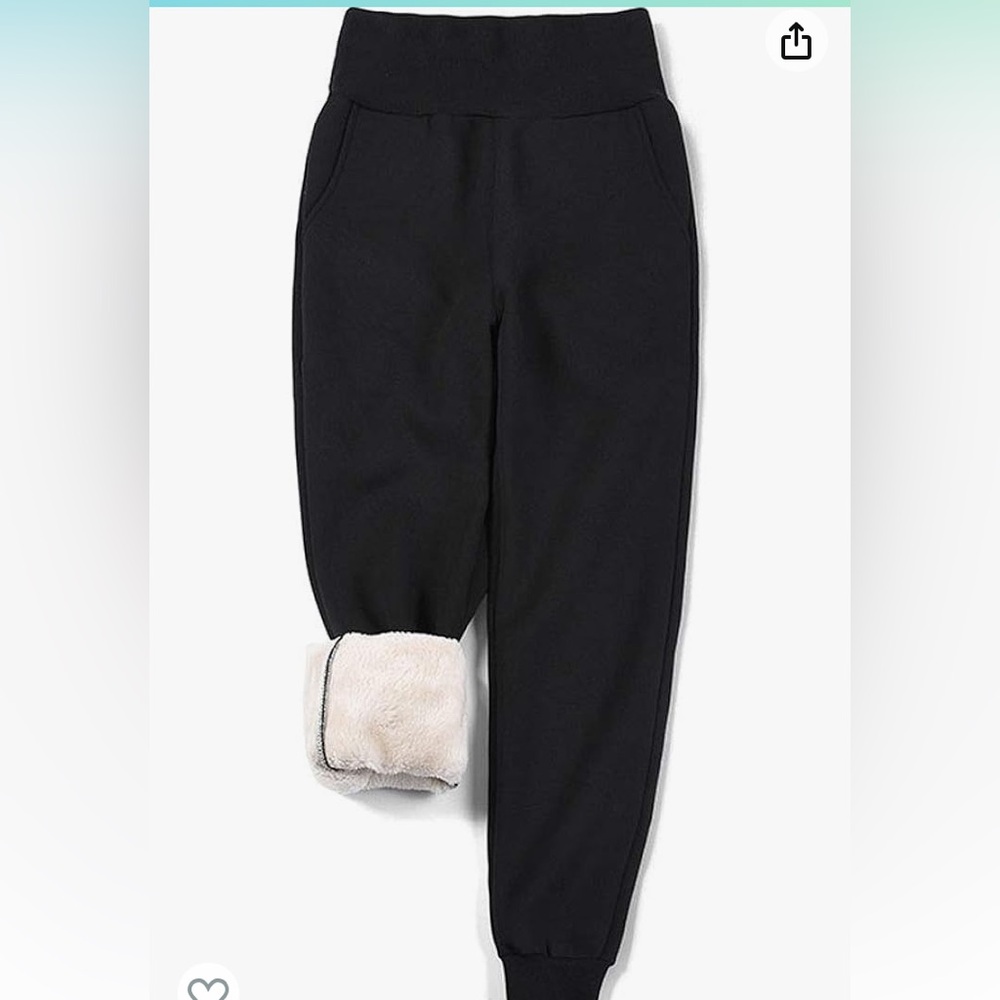 Women’s Warm Sherpa Lined Winter Sweatpants Tapered Jogger Pant w/ Pockets Small